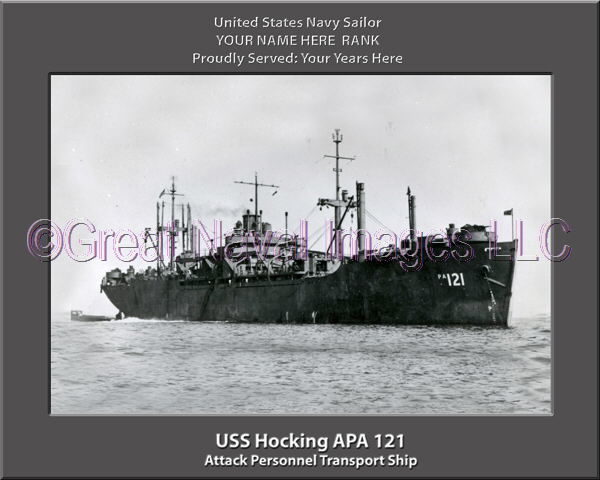 USS Hocking APA 121 Personalized Ship Photo on Canvas