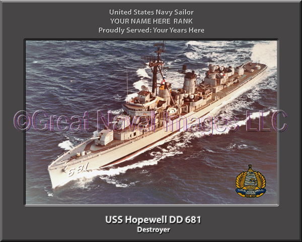 USS Hopewell DD 681 Personalized Navy Ship Photo