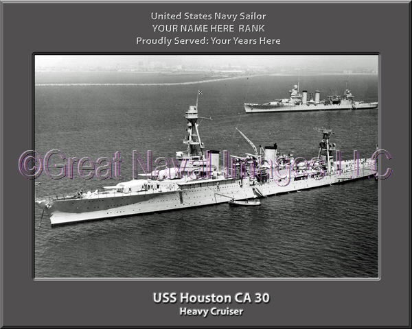 USS Houston CA 30 Personalized Navy Ship Photo Printed on Canvas