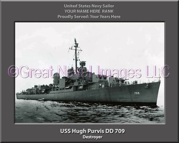 USS Hugh Purvis DD 709 Personalized Navy Ship Photo