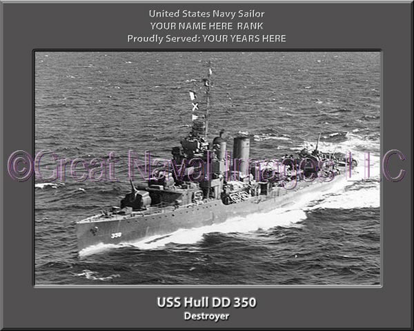 USS Hull DD 350 Personalized Navy Ship Photo