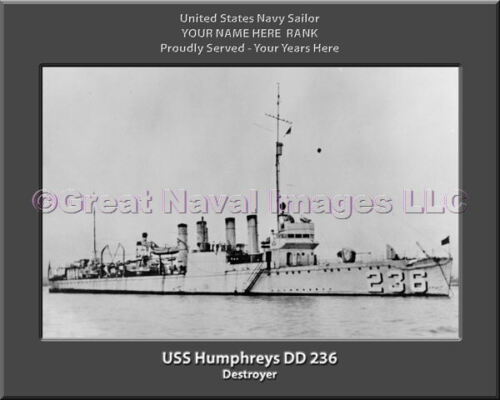 USS Humphreys DD 236 Personalized Navy Ship Photo