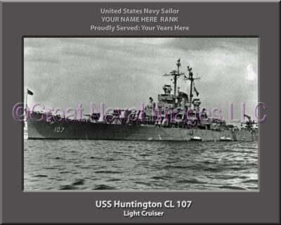 USS Huntington CL 107 Personalized Navy Ship Photo Printed on Canvas