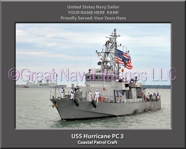 USS Hurricane PC 3 Personalized Photo on Canvas