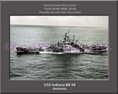 USS Indiana BB 58 Personalized Photo on Canvas