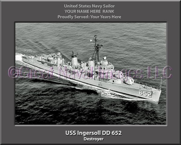 USS Ingersoll DD 652 Personalized Navy Ship Photo