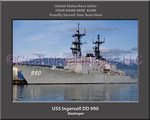 USS Ingersoll DD 990 Personalized Navy Ship Photo