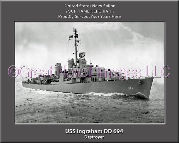USS Ingraham DD 694 Personalized Navy Ship Photo