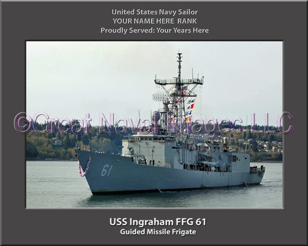 USS Ingraham FFG 61 Personalized Ship Photo on Canvas