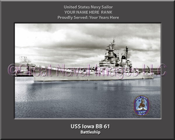 USS Iowa BB 61 Personalized Photo on Canvas