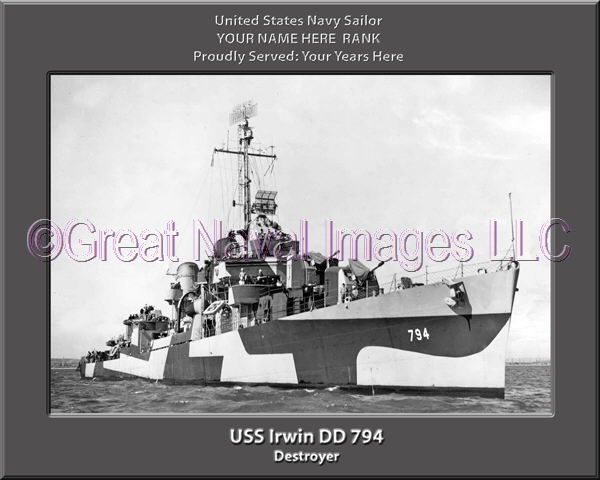 USS Irwin DD 794 Personalized Navy Ship Photo
