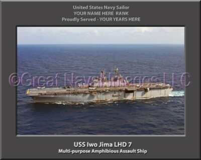 USS Iwo Jima LHD 7 Personalized Navy Ship Photo