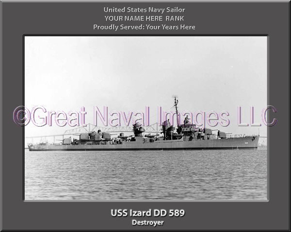 USS Izard DD 589 Personalized Navy Ship Photo