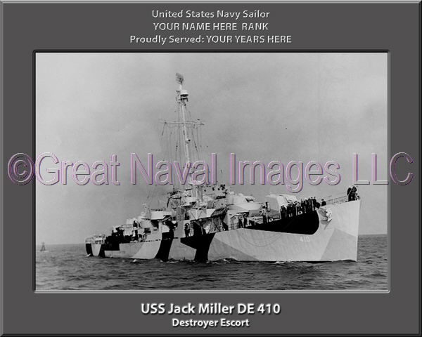 USS Jack Miller DE 410 Personalized Navy Ship Photo