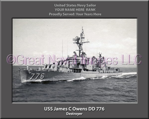 USS James C Owens DD 776 Persomalized Navy Ship Photo