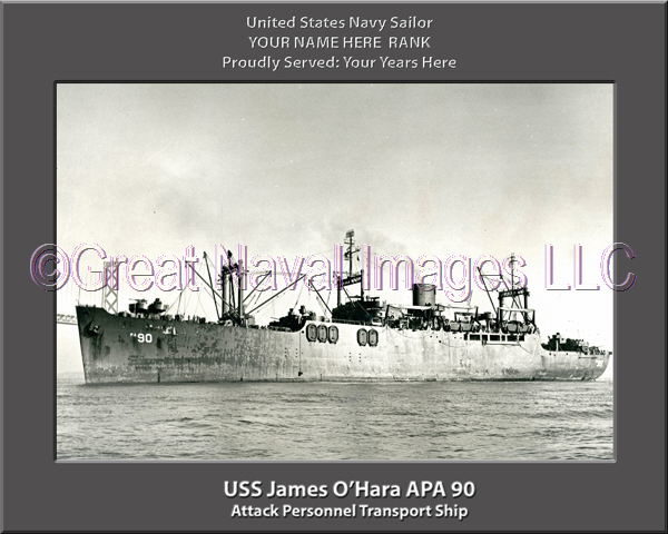 USS James O Hara APA 90 Personalized Ship Photo on Canvas