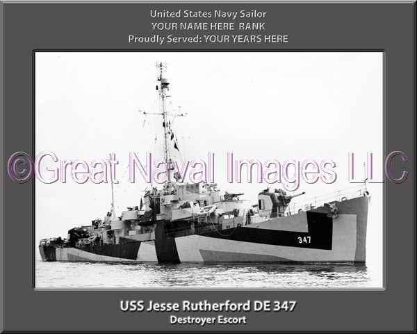 USS Jesse Rutherford DE 347 Personalized Navy Ship Photo