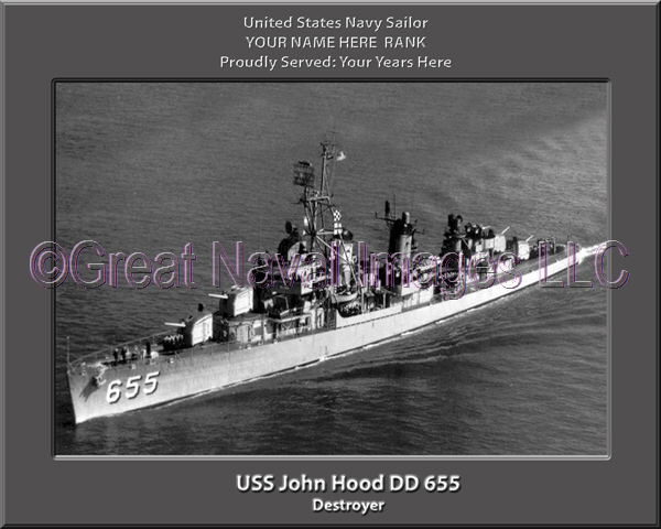 USS John Hood DD 655 Persomalized Navy Ship Photo