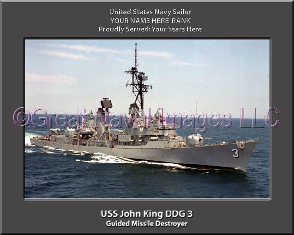 USS John King DDG 3 Persomalized Navy Ship Photo