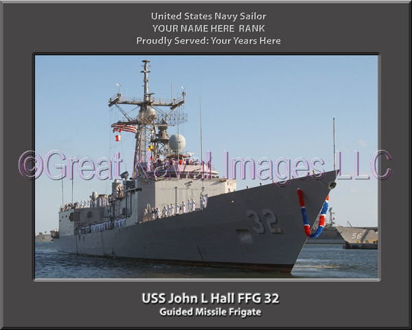 USS John L Hall FFG 32 Personalized Ship Photo on Canvas