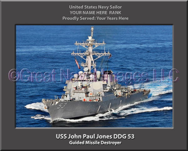 USS John Paul Jones DDG 53 Persomalized Navy Ship Photo
