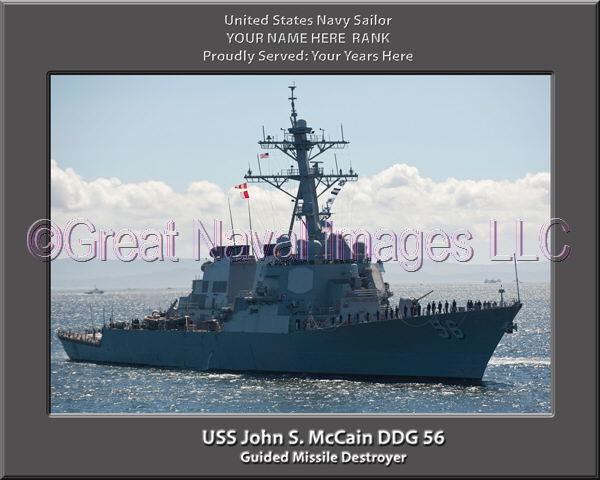 USS John S McCain DDG 56 Persomalized Navy Ship Photo