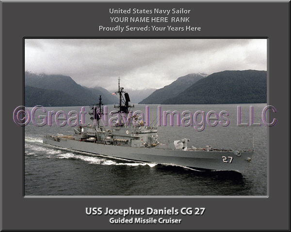 USS Josephus Daniels CG 27 Personalized Navy Ship Photo Printed on Canvas