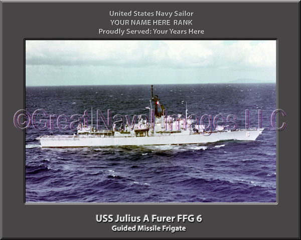 USS Julius A Furer FFG 6 Personalized Ship Photo on Canvas
