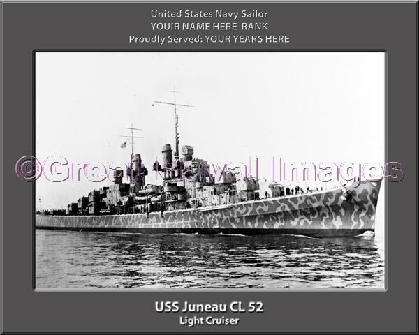 USS Juneau CL 52 Personalized Navy Ship Photo Printed on Canvas