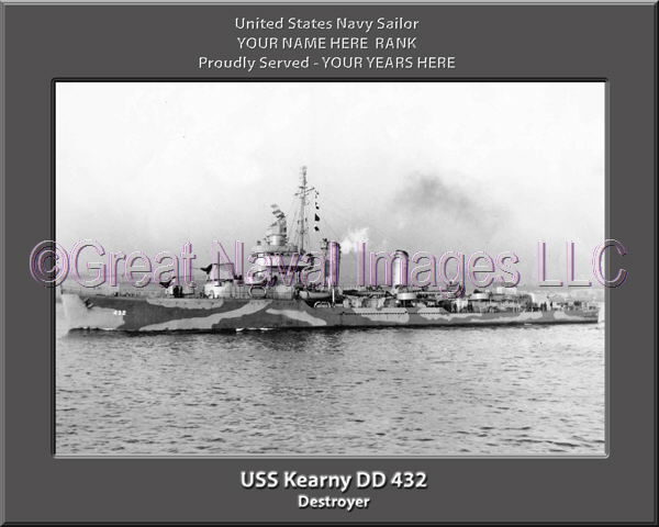 USS Kearny DD 432 Personalized Navy Ship Photo