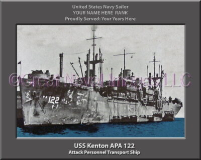 USS Kenton APA 122 Personalized Ship Photo on Canvas