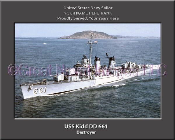 USS Kidd DD 661 Personalized Navy Ship Photo