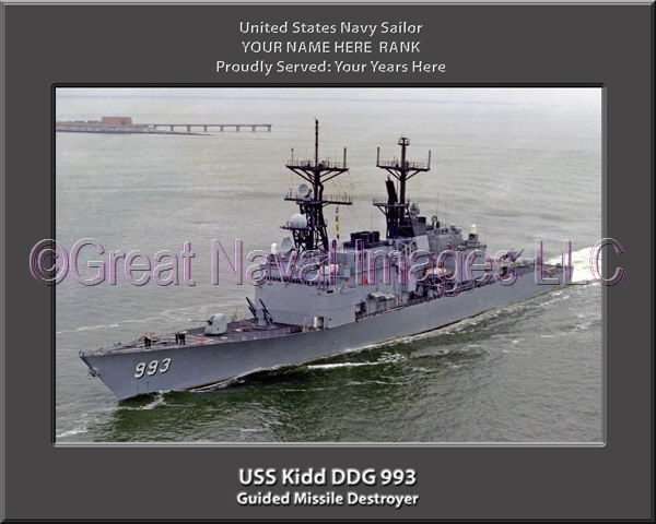 USS Kidd DDG 993 Personalized Navy Ship Photo