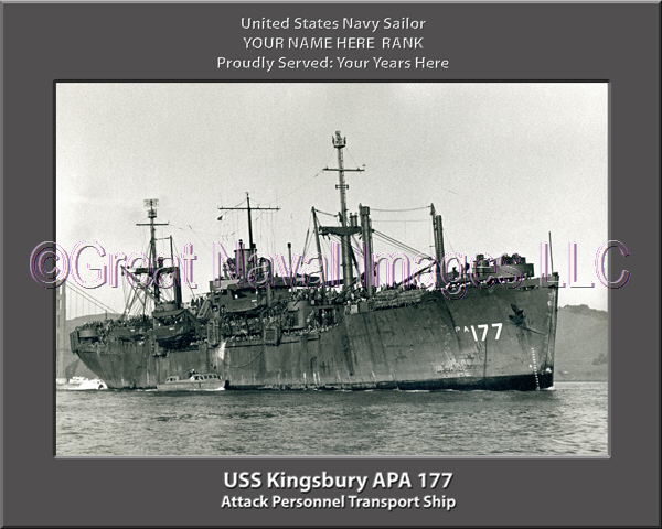 USS Kingsbury APA 177 Personalized Ship Photo on Canvas