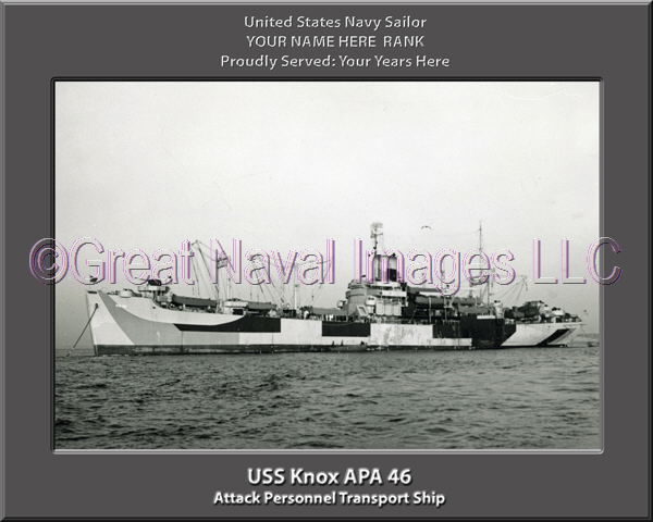 USS Knox APA 46 Personalized Ship Photo on Canvas