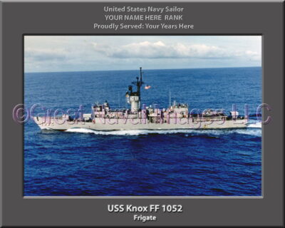 USS Knox FF 1052 Personalized Ship Photo on Canvas
