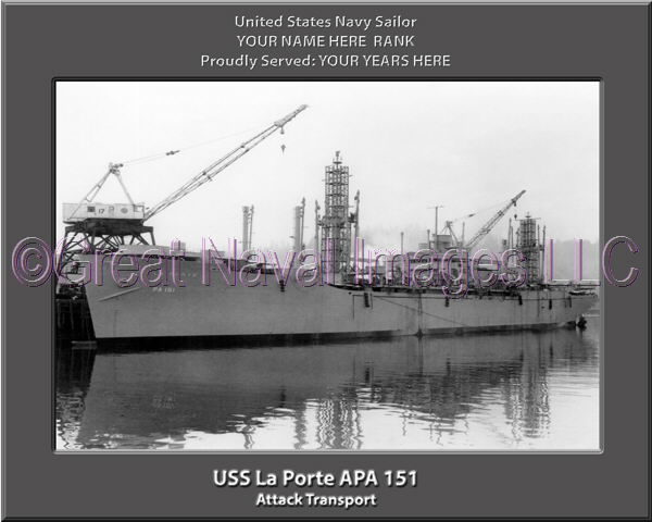 USS La Porte APA 151 Personalized Navy Ship Photo