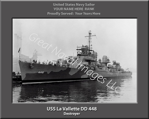 USS La Vallette DD 448 Personalized Navy Ship Photo