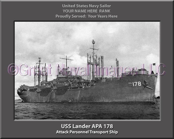 USS Lander APA 178 Personalized Ship Photo on Canvas