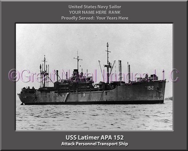 USS Latimer APA 152 Personalized Ship Photo on Canvas