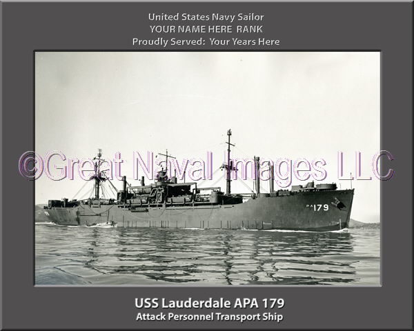 USS Lauderdale APA 179 Personalized Ship Photo on Canvas
