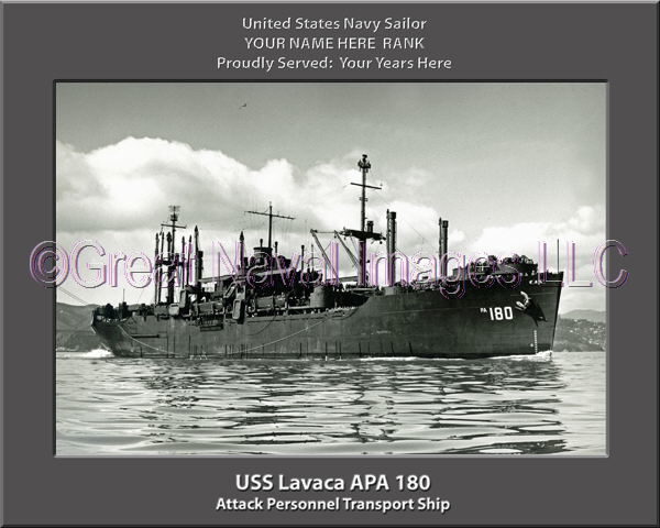 USS Lavaca APA 180 Personalized Ship Photo on Canvas