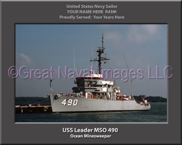 USS Leader MSO 490 Personalized Photo on Canvas