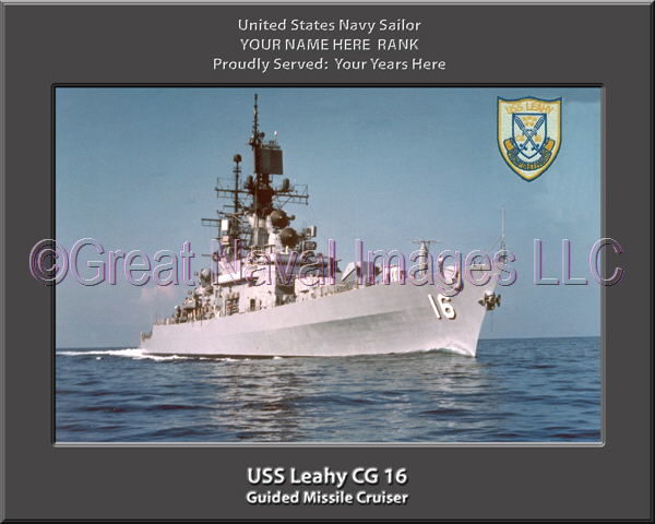 USS Leahy CG 16 Personalized Navy Ship Photo Printed on Canvas