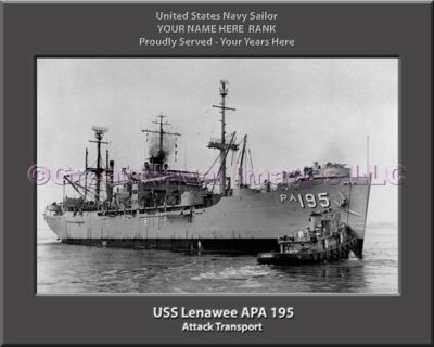 USS Lenawee APA 195 Personalized Ship Photo on Canvas