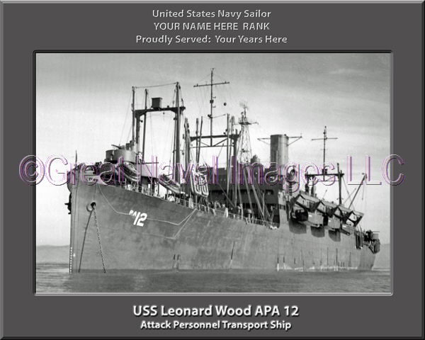 USS Leonard Wood APA 12 Personalized Ship Photo on Canvas