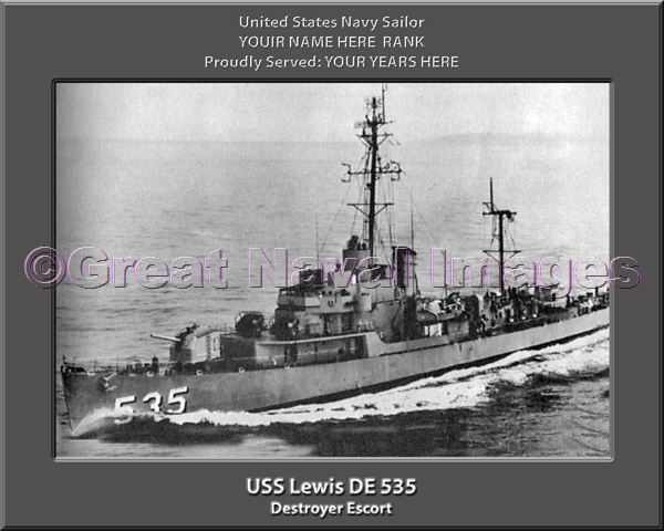 USS Lewis DE 535 Personalized Navy Ship Photo