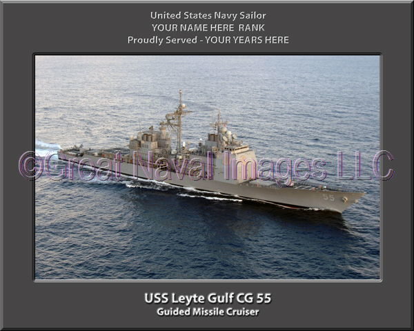 USS Leyte Gulf CG 55 Personalized Navy Ship Photo Printed on Canvas