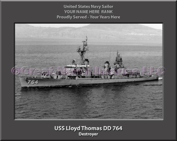 USS Lloyd Thomas DD 764 Personalized Navy Ship Photo