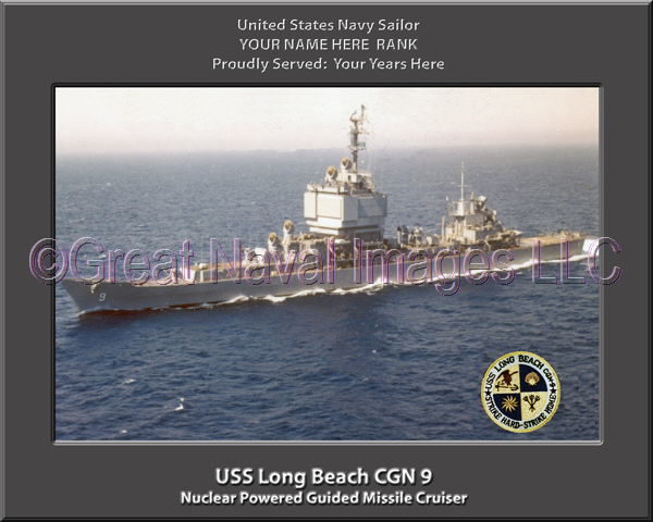 USS Long Beach CGN 9 Personalized Navy Ship Photo Printed on Canvas